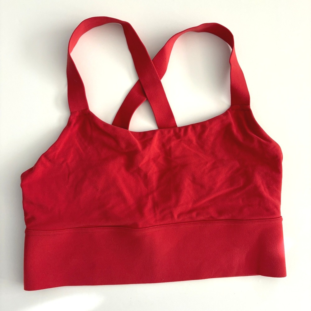 Athleta Red Sports‎ Bra Medium Strappy Racerback Workout Fitness Small Athletic